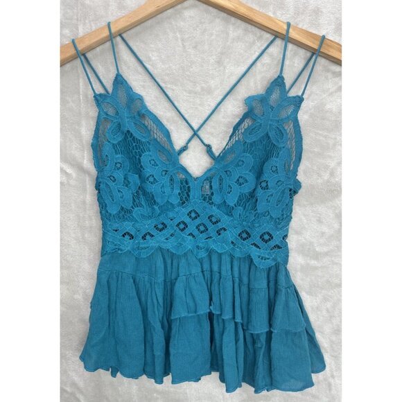 Free People One Women's Adella Cami in Turquiose Size  XS - Picture 2 of 10